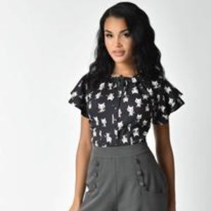 Unique Vintage 1940s Style Black & Ivory Aristocat